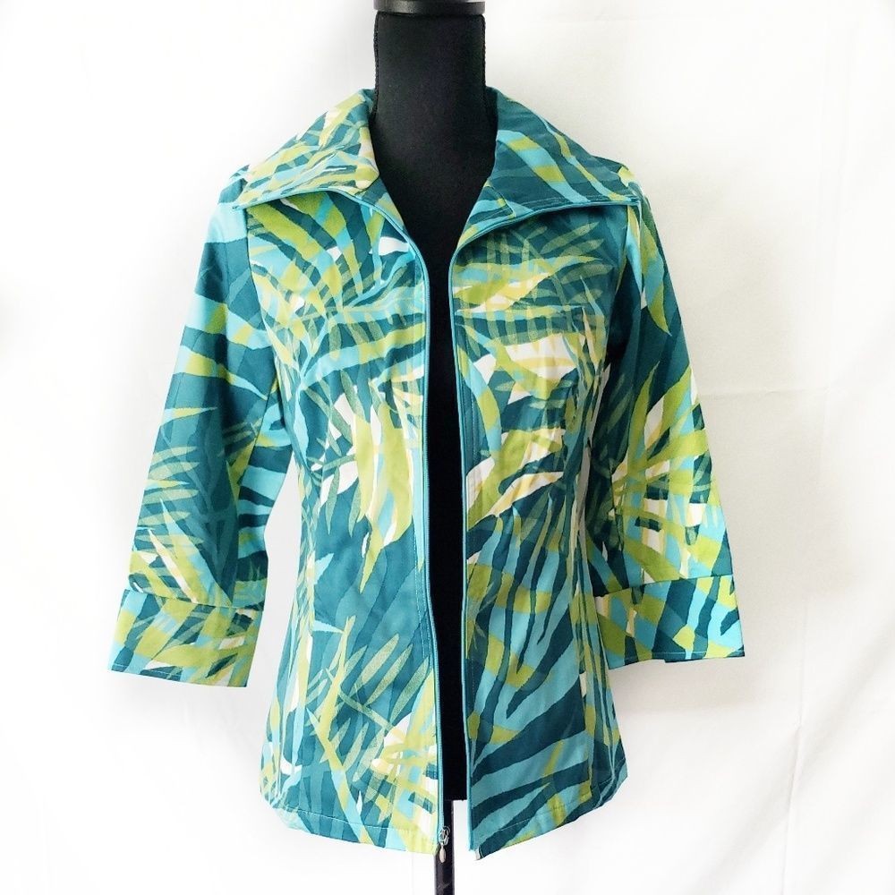 NWT Tribal Blue and Green Printed Jacket